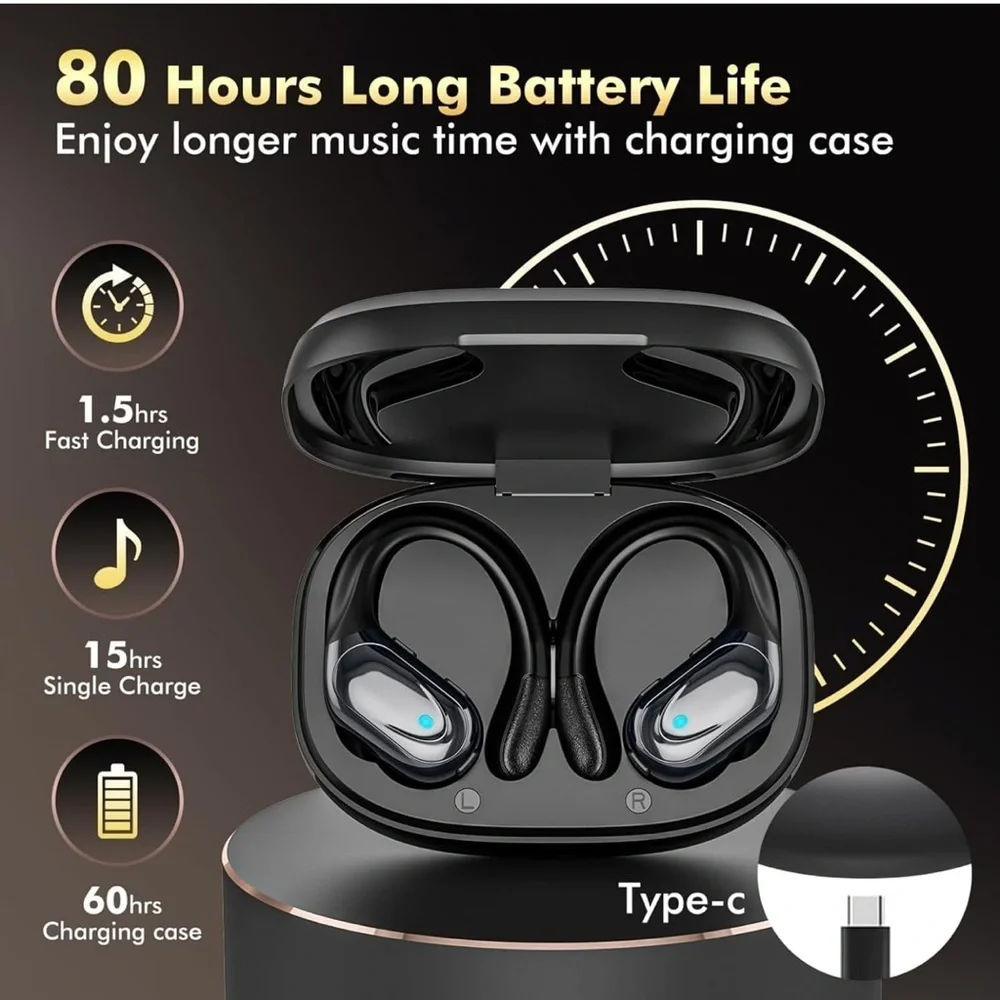 Sleek Black Wireless Earbuds with Charging Case